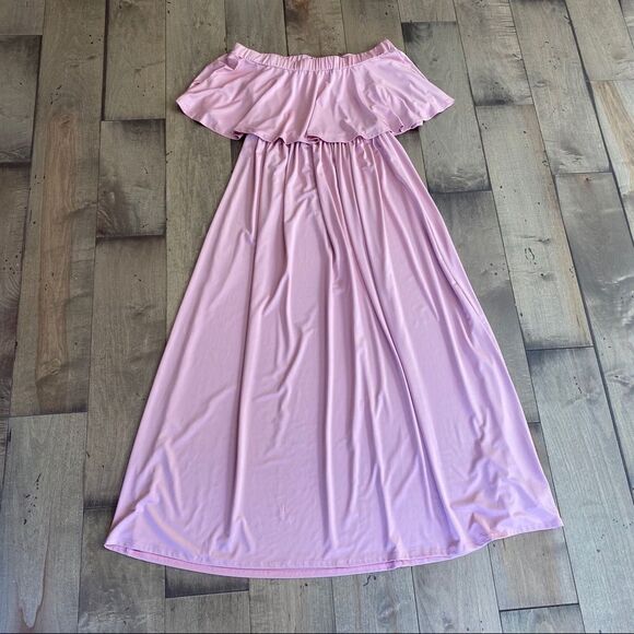 Boutique maternity Dress Pink Maxi Strapless S - Picture 2 of 7